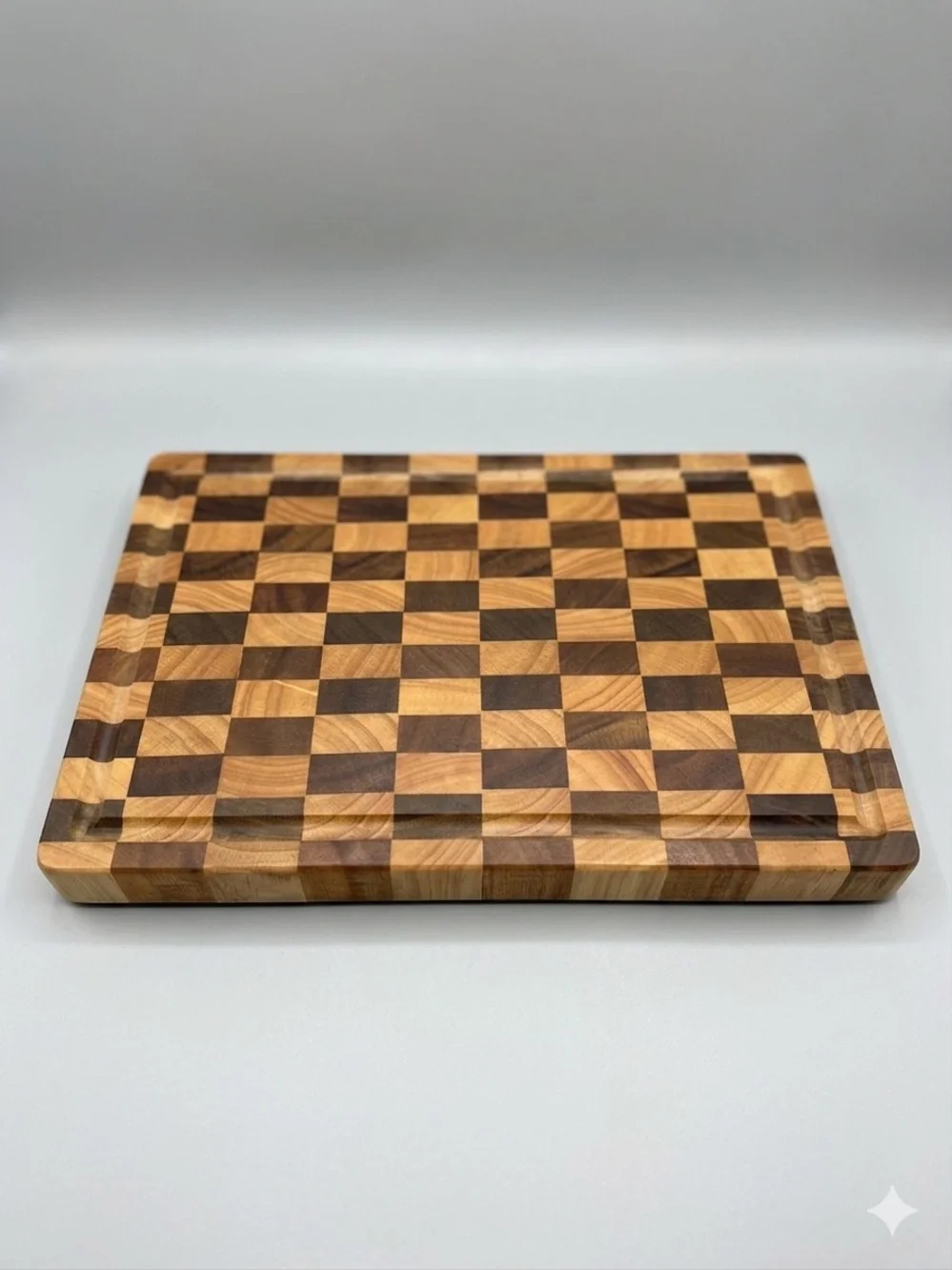 Checkered Brown & Tan Acacia Wood Cutting Board